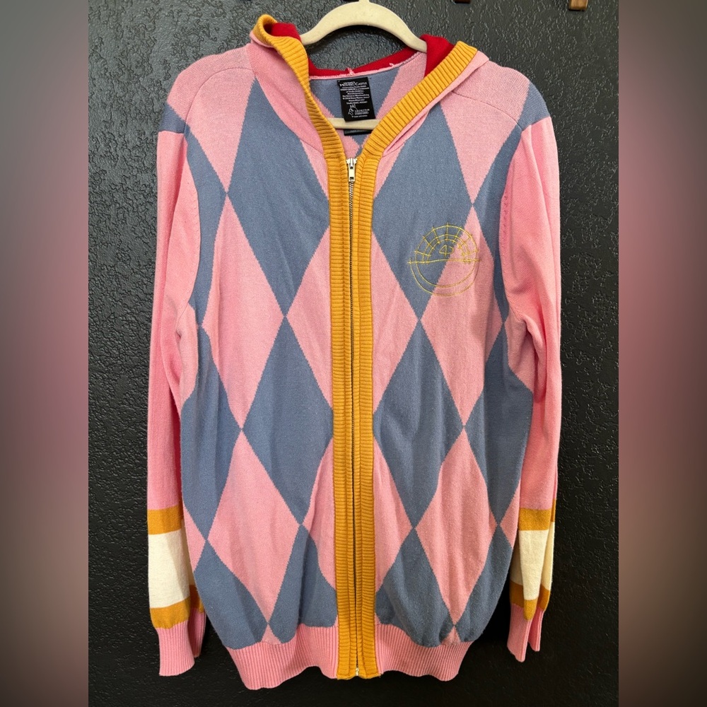 Howl’s Moving Castle Pink and Blue Argyle Zip-Up Hoodie